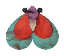 Blue Scarab - Statement Acrylic Brooch-Bugsy Turquoise Red
