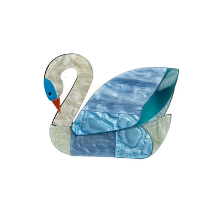 Blue Scarab - Statement Acrylic Brooch-Swan