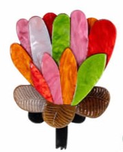 Blue Scarab - Statement Acrylic Brooch-Protea Pink Orange
