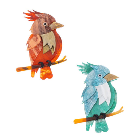Blue Scarab - Statement Acrylic Woodpecker Brooch-Aqua