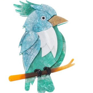 Blue Scarab - Statement Acrylic Woodpecker Brooch-Aqua