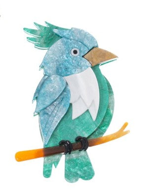 Blue Scarab - Statement Acrylic Woodpecker Brooch-Aqua