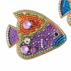 Blue Scarab - Statement Hand Beaded Brooch-Fish Purple Orange