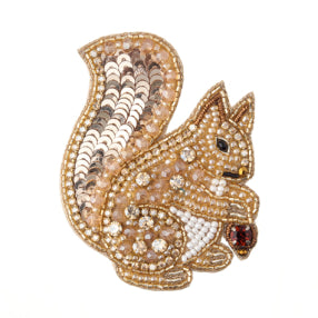 Blue Scarab - Statement Hand Beaded Brooch-Squirrel