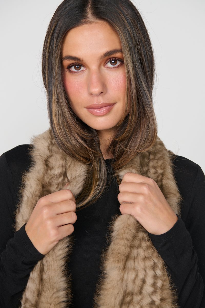 Caju - Full Rabbit Fur Snood-Biscuit