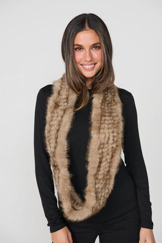 Caju - Full Rabbit Fur Snood-Biscuit