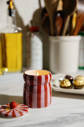 Paddywax - Cabana Pink Peppermint Holiday Candle-Red/Pink Stripe