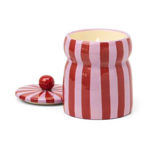 Paddywax - Cabana Pink Peppermint Holiday Candle-Red/Pink Stripe