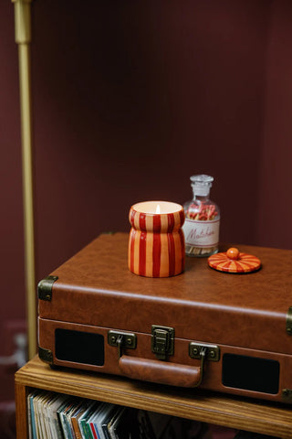 Paddywax - Cabana Spiced Apple Holiday Candle-Red/Coral Stripe