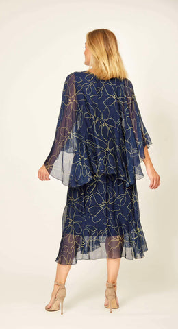 La Strada - Cape Dress Navy/ Gold