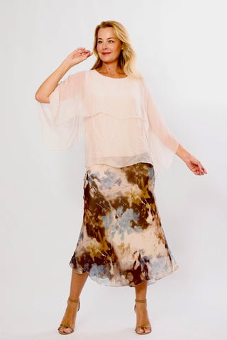 La Strada - Silky Cape Top - Beige