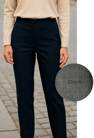 Equinox -Pull-On Check Capri Pant - Navy Check
