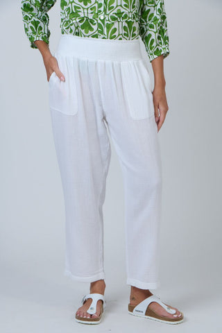 Namastai - White Cheesecloth Cotton Pants