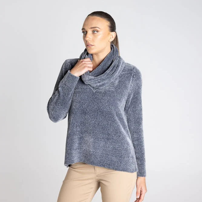 Two T's - Chenille Snood-Steel