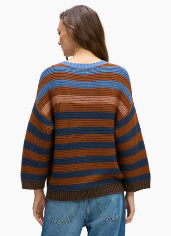 LD+Co - Chunky Stripe Crew Jumper-Nutmeg