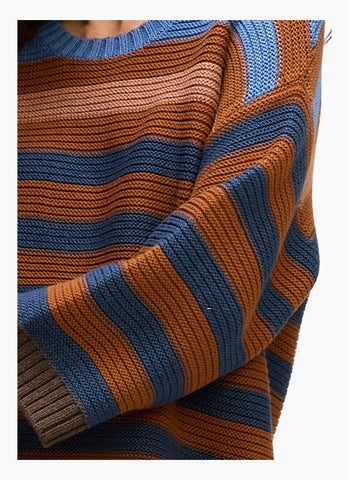 LD+Co - Chunky Stripe Crew Jumper-Nutmeg