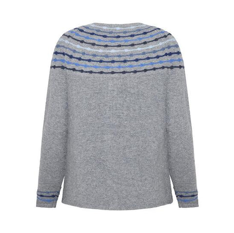 Mansted - Cienna - Abacus Yoke Crew Cardigan - Grey