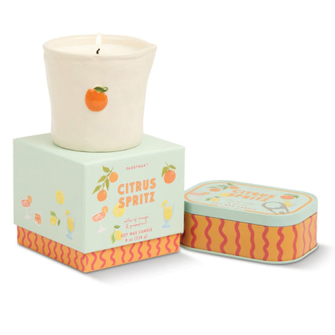 Paddywax - Bistro Citrus Spritz Printed Tin Candle - Orange & Apricot