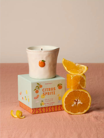 Paddywax - Bistro Citrus Spritz Embossed Ceramic Candle - Orange & Grapefruit