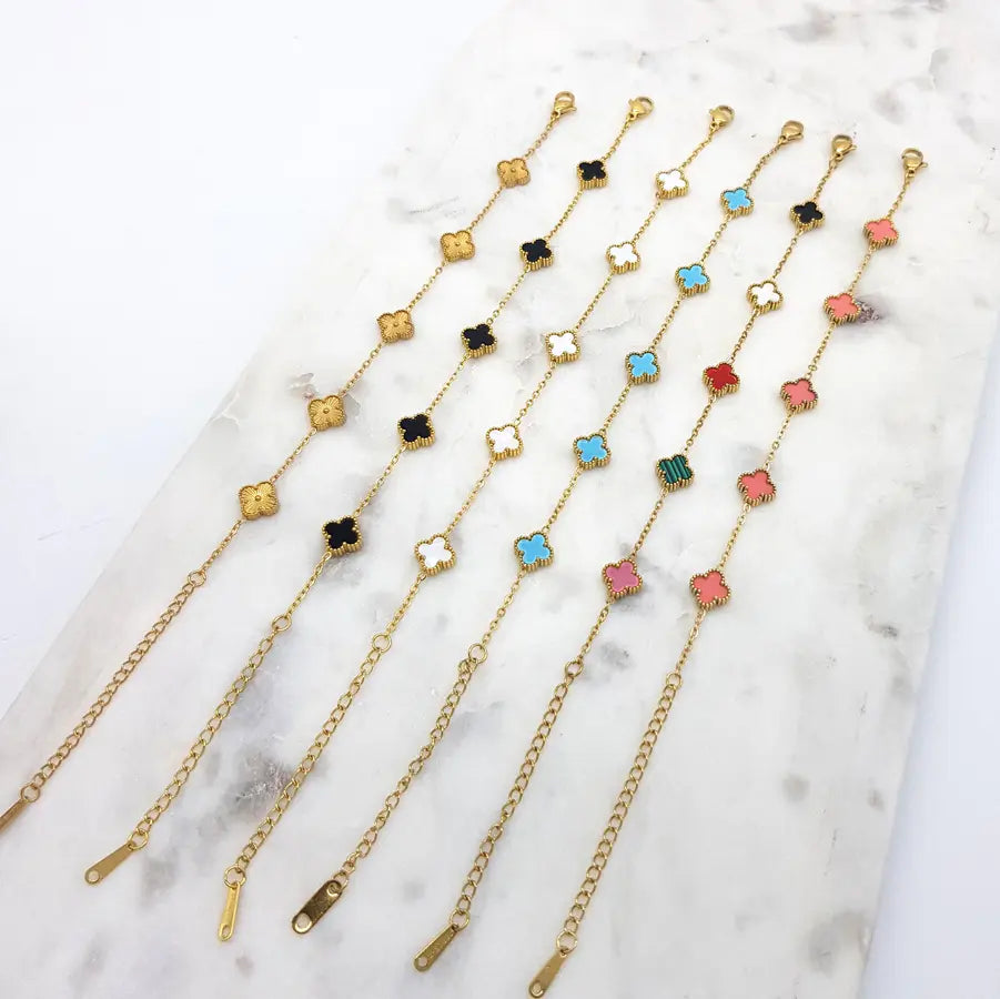 Chrysalini - Clover Stainless Steel Bracelet-Black/Gold Finish