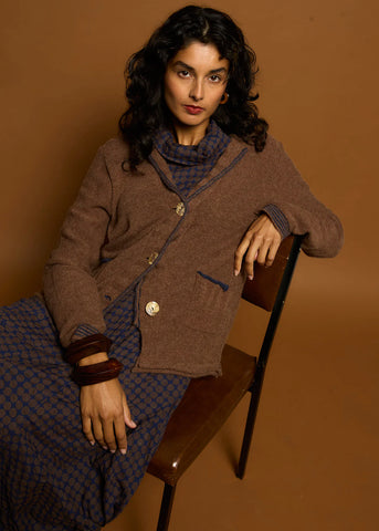 LD+Co -Collared Cardi - Cocoa