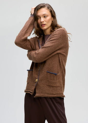 LD+Co -Collared Cardi - Cocoa