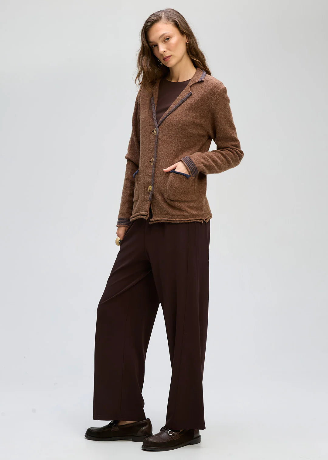 LD+Co -Collared Cardi - Cocoa