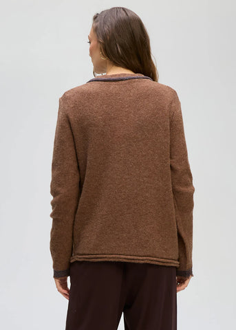 LD+Co -Collared Cardi - Cocoa