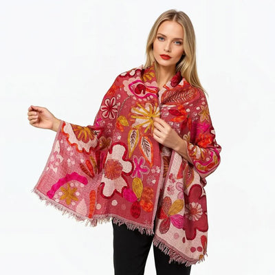 Claire Powell - Boiled Wool Scarf - Coral