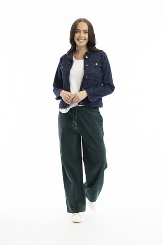 Orientique - Cord Flared Trousers - Pine