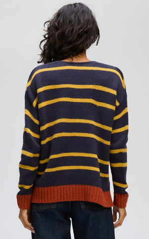 LD+Co - Cozy Stripe V Jumper - Rust