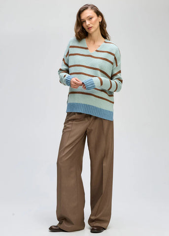 LD+Co - Cozy Stripe V Jumper - Steel