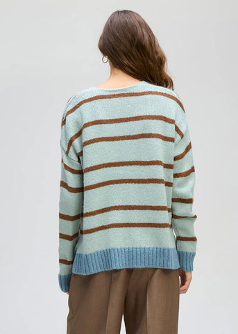 LD+Co - Cozy Stripe V Jumper - Steel