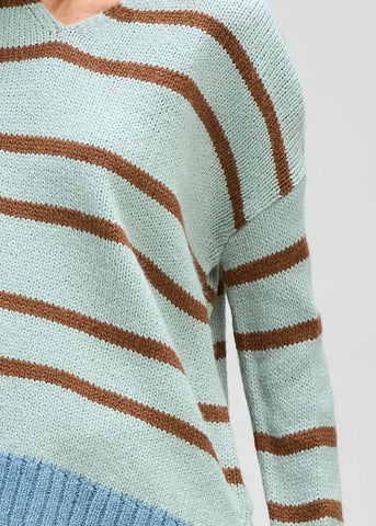 LD+Co - Cozy Stripe V Jumper - Steel