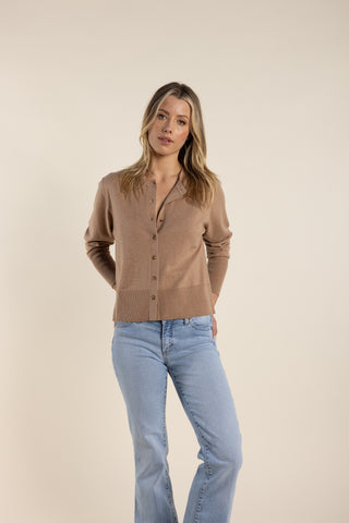Two T's - Wool Cropped Cardigan Camel