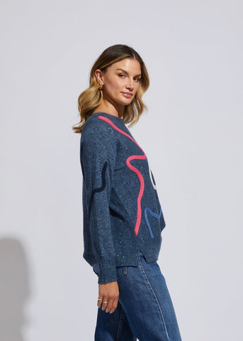 LD+Co - LC6181 Curly Wurly Jumper Denim