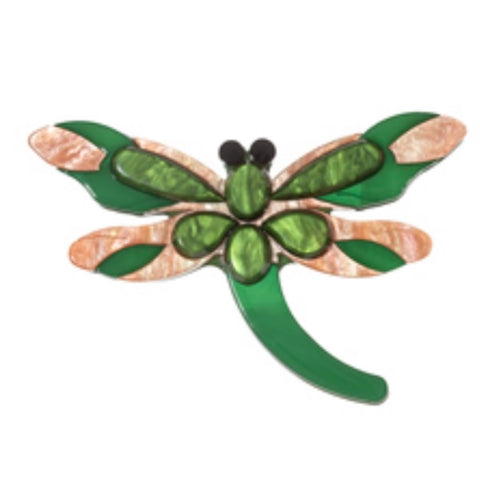 Blue Scarab - Bijou Acrylic Brooch-Dragonfly Green