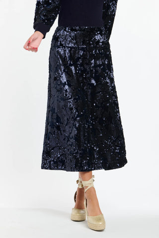365 Days - Date Night Sequins Skirt-Navy
