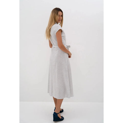 Humidity - Dayna Linen Shirt Dress Navy Stripe