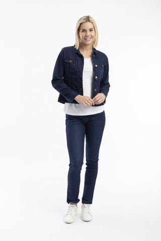 Orientique - Denim Collared Jacket - Dark