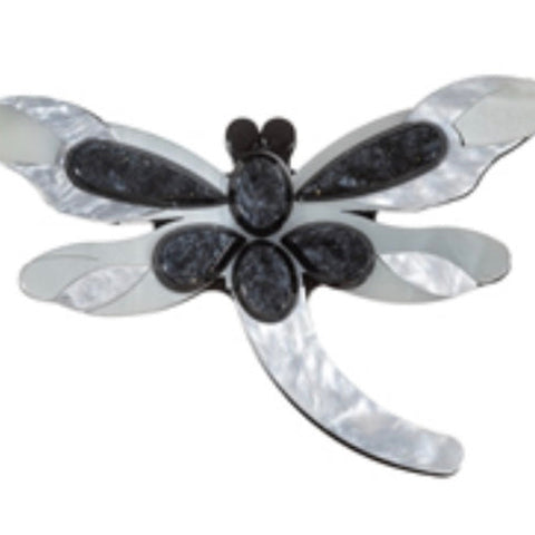 Blue Scarab - Bijou Acrylic Brooch-Silver Black