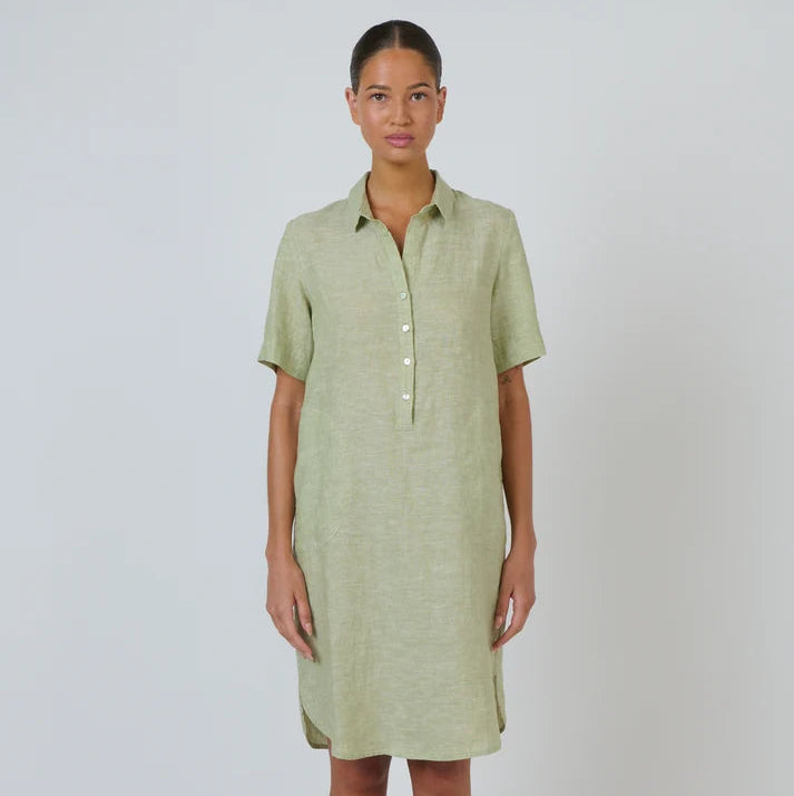 enveloppe - Linen Shirt Dress-Kiwi