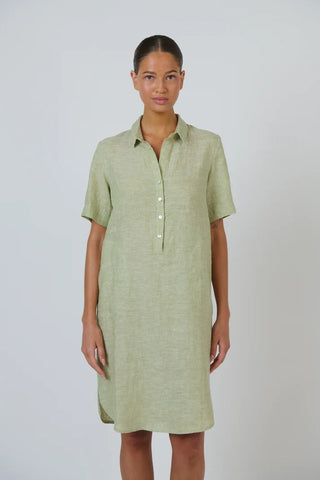 enveloppe - Linen Shirt Dress-Kiwi