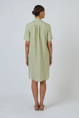 enveloppe - Linen Shirt Dress-Kiwi