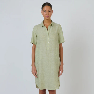 enveloppe - Linen Shirt Dress-Kiwi