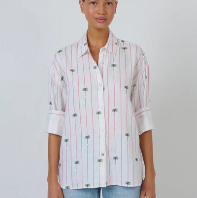enveloppe - Linen Boyfriend Shirt- Palmier