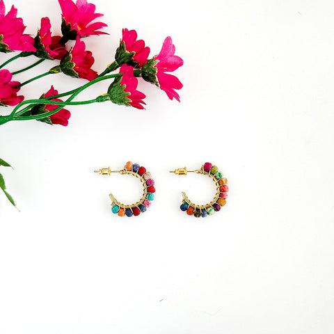 WorldFinds - Kantha Milieu Mini Hoops