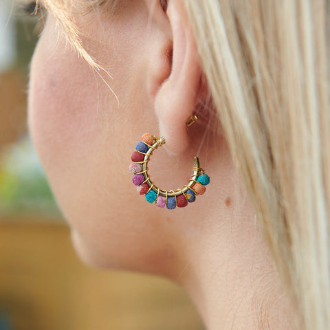 WorldFinds - Kantha Milieu Mini Hoops