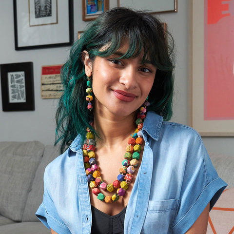 WorldFinds - Pebbled Kantha Drop Earrings