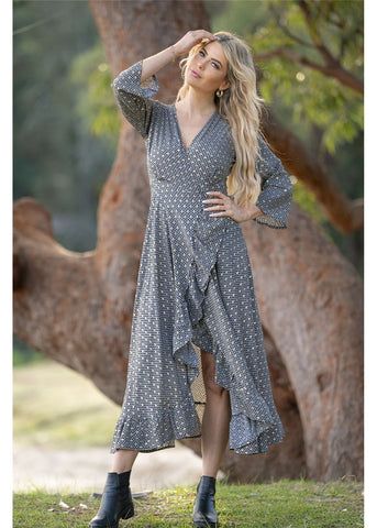 Cienna - Eline Long Sleeve Wrap Dress